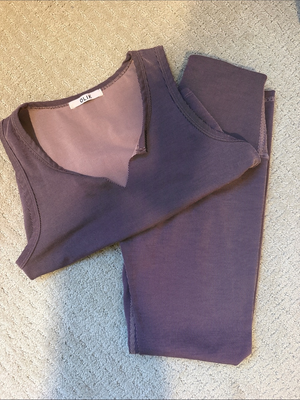 Ribbed Bandeau Set in Mauve